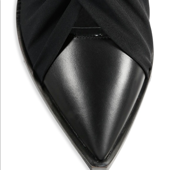 NWT Burberry Tillington Black Leather Ankle-Wrap-Tie Point-Toe Bootie Pump Mules - Picture 2 of 10